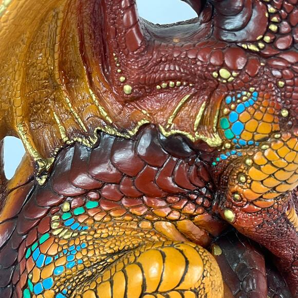 Windstone Editions 1986 Dragon Vintage Statuette Turquoise Gold Brown 9.5" Pena - Picture 11 of 16